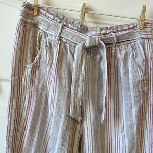 Casual Belted Striped Pants L